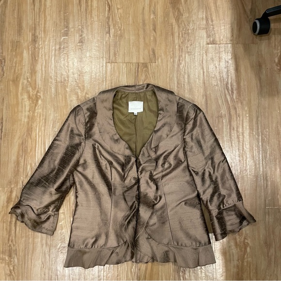 Watters & Watters Iridescent Brown Raw Silk jacket, Mother Of The Bride, Sz 15 - Picture 5 of 8